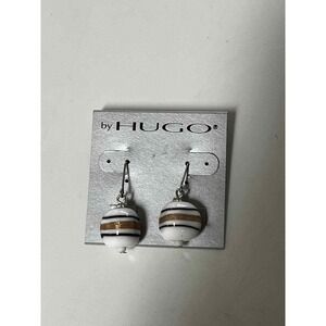 *Buy2Get1 New carded Hugo Earrings boho dangle‎ white gold black NWT CFK-B